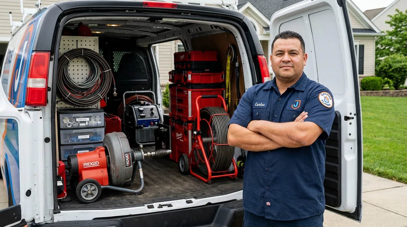 Professional drain cleaning equipment and Johns Plumbing LLC plumber in Sugar Land