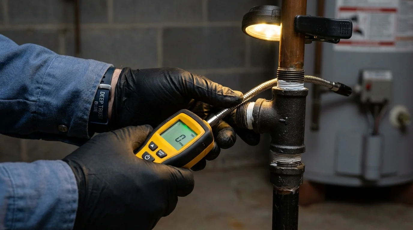 Gas leak detection with electronic sniffer by Johns Plumbing LLC in Sugar Land