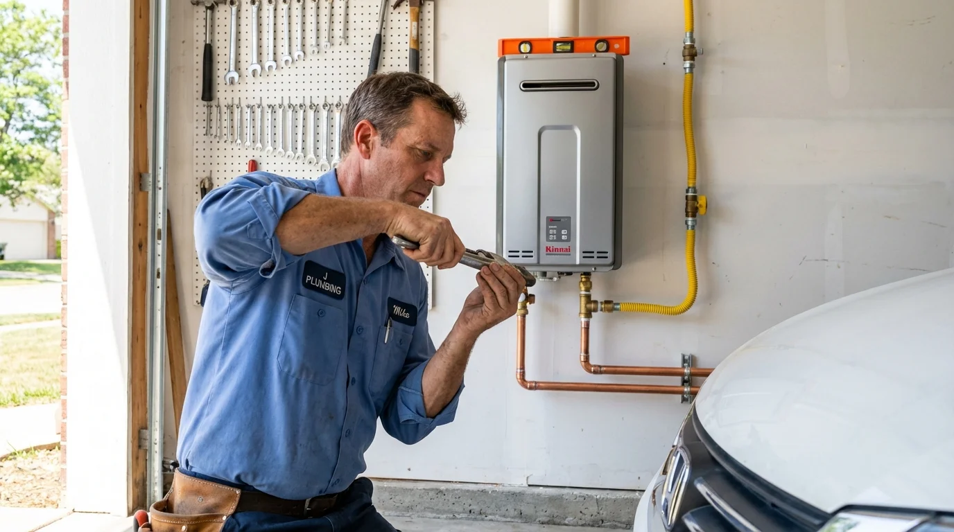 Tankless water heater installation by a Johns Plumbing LLC plumber in Sugar Land
